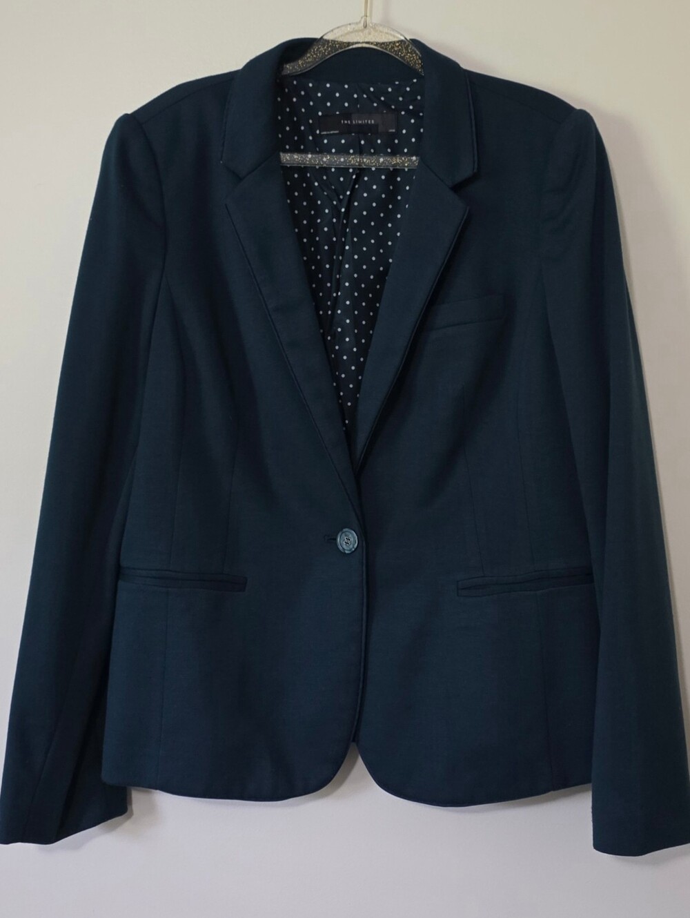 The Limited Deep Jewel Tone Teal Green Blazer Corporate Preppy Ivy League Large
